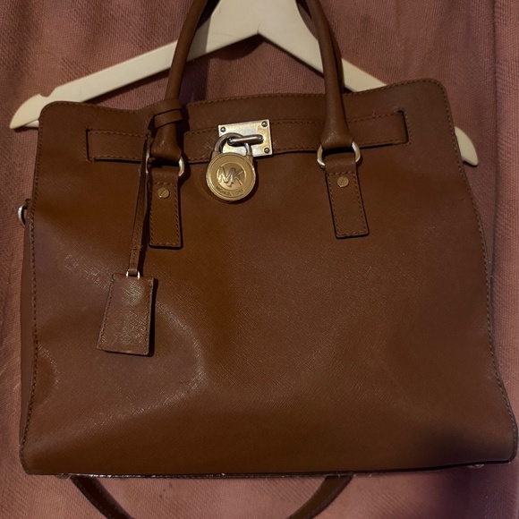 Michael Kors purse Hamilton Satchel Bag with Gold chain brown or camel colour - Picture 1 of 5